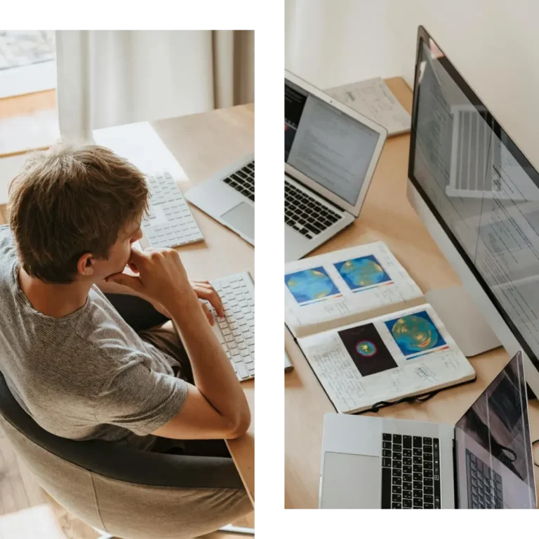 Person working on a laptop at a desk