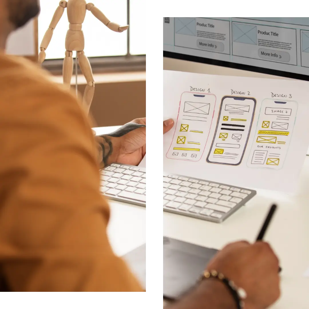 Computer, laptop, tablet, and mobile screens displaying a modern website design